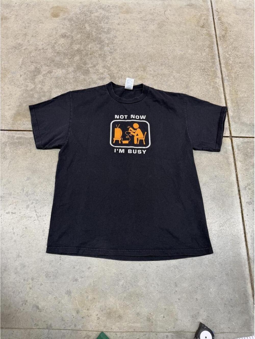 vintage not now im busy black video game humor funny shirt size large